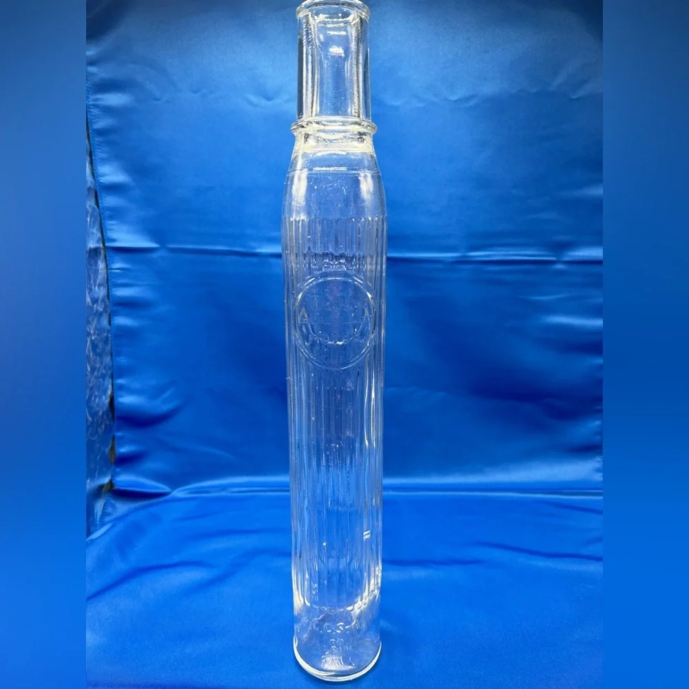 Vintage 18 inch Tiolene Motor Oil Clear Glass Bottle One Quart Rare (1)